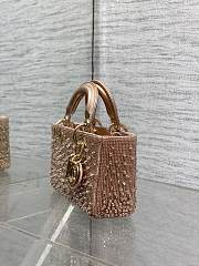 Okify Dior Lady D-Joy Bag Rose Gold With Crystal 16x9x5cm - 6