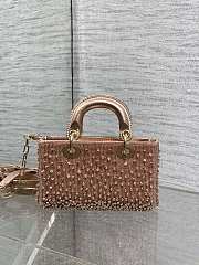 Okify Dior Lady D-Joy Bag Rose Gold With Crystal 16x9x5cm - 4