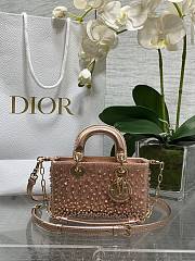 Okify Dior Lady D-Joy Bag Rose Gold With Crystal 16x9x5cm - 1