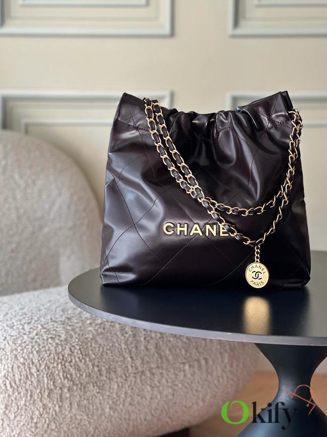 Okify CC 22 Small Bag Dark Brown Waxed Calfskin 35x37x7cm AS3260 - 1