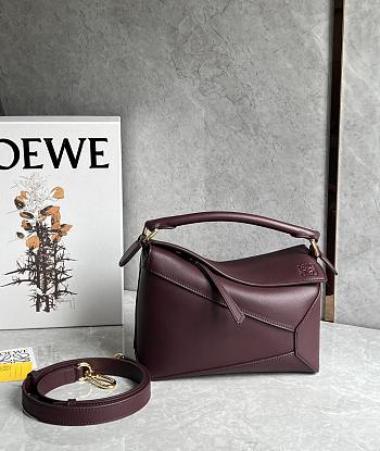 Okify Loewe Puzzle Edge Bag Red Burgundy 24x16x10cm