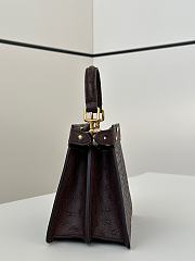 Okify Fendi Peekaboo ISeeU Petite Bag Dark Brown Ostrich 20x15x11cm - 3