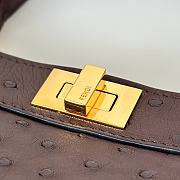 Okify Fendi Peekaboo ISeeU Petite Bag Dark Brown Ostrich 20x15x11cm - 2