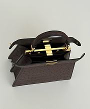 Okify Fendi Peekaboo ISeeU Petite Bag Dark Brown Ostrich 20x15x11cm - 5