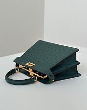 Okify Fendi Peekaboo ISeeU Petite Bag Dark Green Ostrich 20x15x11cm - 5