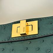 Okify Fendi Peekaboo ISeeU Petite Bag Dark Green Ostrich 20x15x11cm - 6