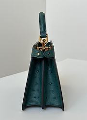 Okify Fendi Peekaboo ISeeU Petite Bag Dark Green Ostrich 20x15x11cm - 3