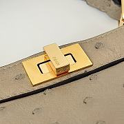 Okify Fendi Peekaboo ISeeU Petite Bag Beige Taupe Ostrich 20x15x11cm - 5