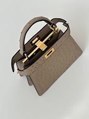 Okify Fendi Peekaboo ISeeU Petite Bag Beige Taupe Ostrich 20x15x11cm - 3