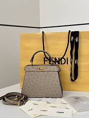Okify Fendi Peekaboo ISeeU Petite Bag Beige Taupe Ostrich 20x15x11cm - 1