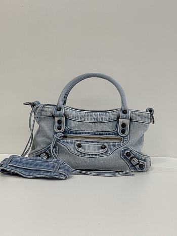 Okify Balenciaga Le City First Bag Denim Light Blue 33x20x6cm