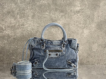 Okify Balenciaga Le City Small Bag Denim Light Blue 30x19x10cm