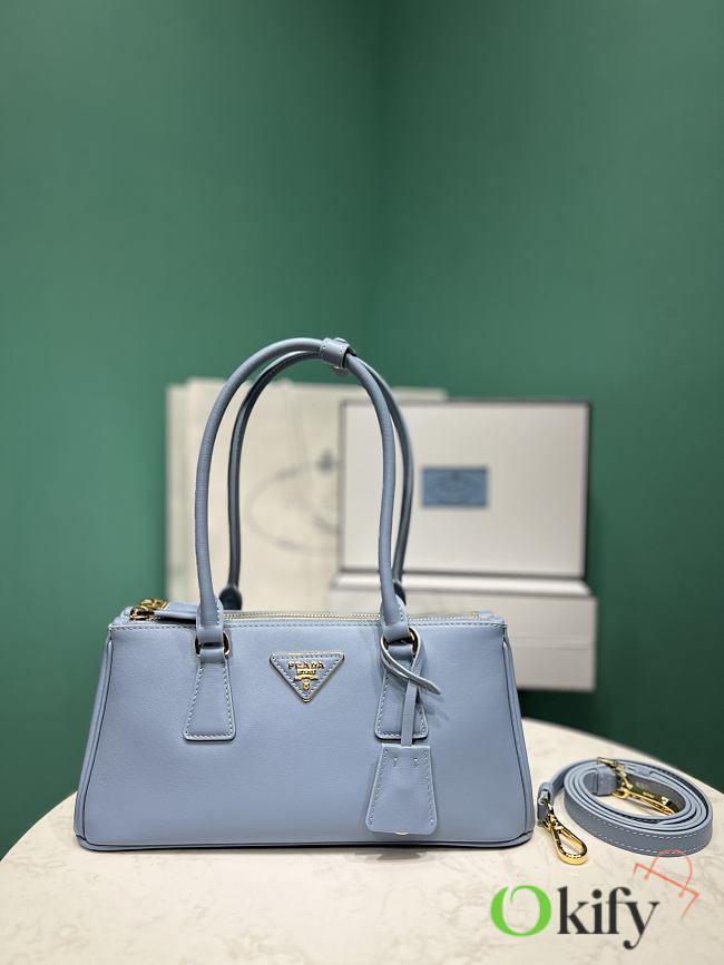 Okify Prada Galleria Medium Leather Bag Light Blue 1BA457 28x14x10.5cm - 1