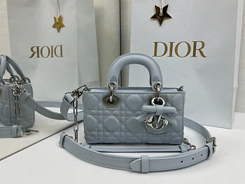 Okify Dior Mini Lady D-Joy Bag Iced Blue Lambskin 19x10.5x5.5cm