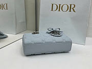 Okify Dior Mini Lady D-Joy Bag Iced Blue Lambskin 19x10.5x5.5cm - 2