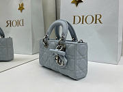 Okify Dior Mini Lady D-Joy Bag Iced Blue Lambskin 19x10.5x5.5cm - 3