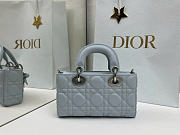 Okify Dior Mini Lady D-Joy Bag Iced Blue Lambskin 19x10.5x5.5cm - 4