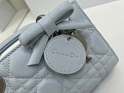 Okify Dior Mini Lady D-Joy Bag Iced Blue Lambskin 19x10.5x5.5cm - 6