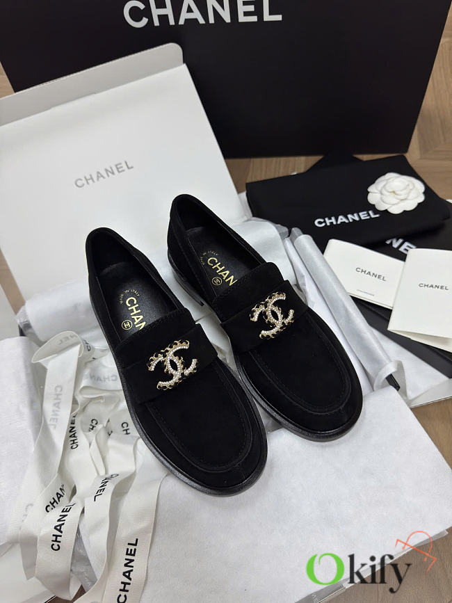 Okify CC Black Suede Loafers 28214 - 1