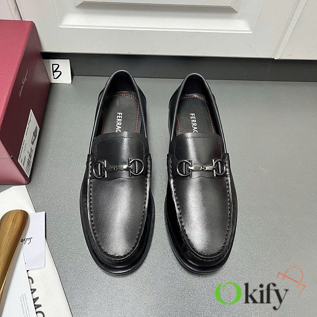 Okify Ferragamo Gancini Black Men Loafers - 1