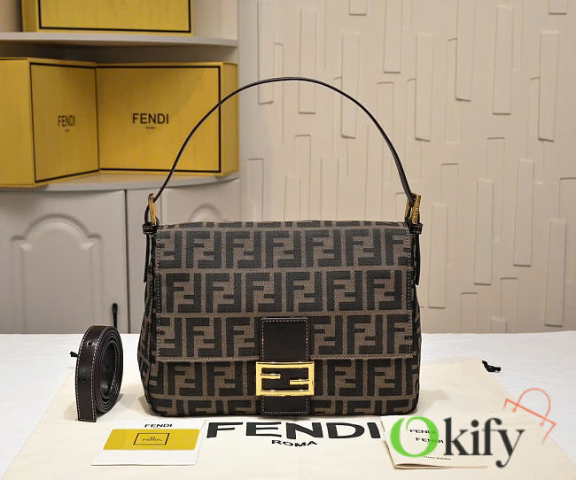 Okify Fendi Flap 26325 FF Zucca Bag Brown 30x20x12cm - 1