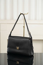 Okify CC Maxi Flap Bag Black Grained Calfskin Gold Hardware AS6482 31.5x18x8cm  - 2