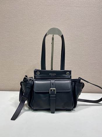 Okify Prada Route Leather Mini Tote Bag Black 1BG699 18x17.5x12cm