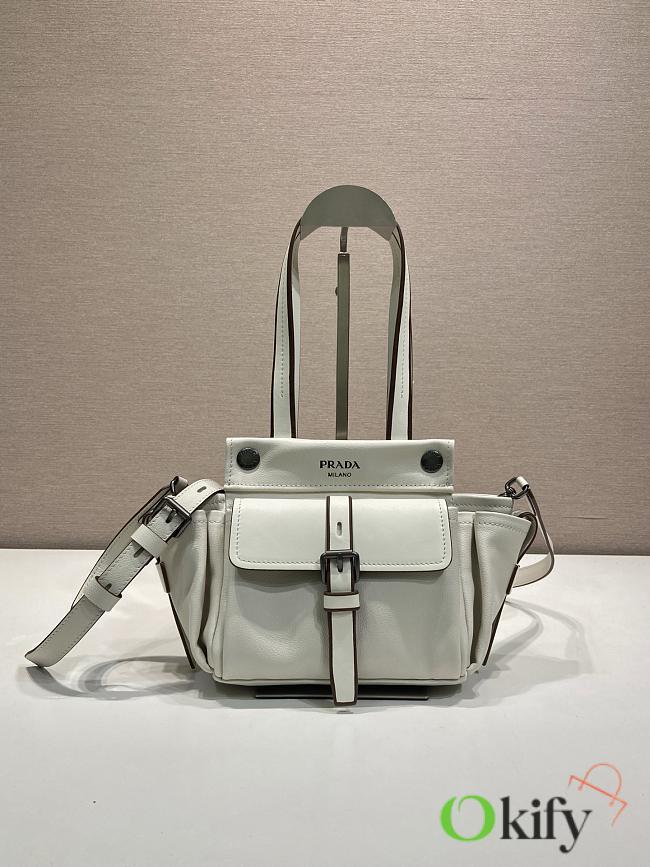 Okify Prada Route Leather Mini Tote Bag White 1BG699 18x17.5x12cm - 1