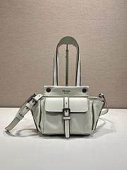 Okify Prada Route Leather Mini Tote Bag White 1BG699 18x17.5x12cm - 1