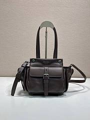 Okify Prada Route Leather Mini Tote Bag Dark Brown 1BG699 18x17.5x12cm - 1