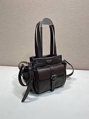 Okify Prada Route Leather Mini Tote Bag Dark Brown 1BG699 18x17.5x12cm - 3