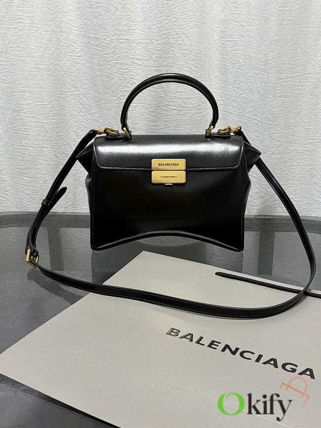 Okify Balenciaga Hourglass Avenue Top Handle Bag Small Black 23x15x9cm - 1