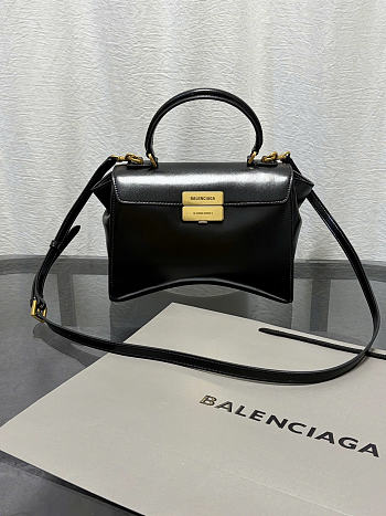Okify Balenciaga Hourglass Avenue Top Handle Bag Small Black 23x15x9cm