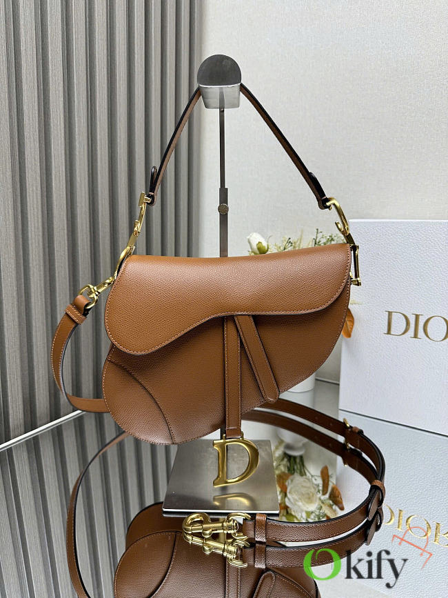 Okify Dior Saddle Bag Brown 25.5x20x6.5cm - 1