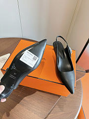 Okify Hermes Black Slingback 4cm (has big size) - 6