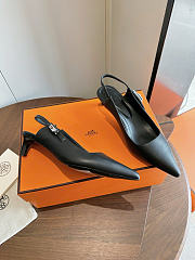 Okify Hermes Black Slingback 4cm (has big size) - 4