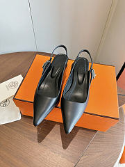 Okify Hermes Black Slingback 4cm (has big size) - 5