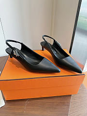 Okify Hermes Black Slingback 4cm (has big size) - 3