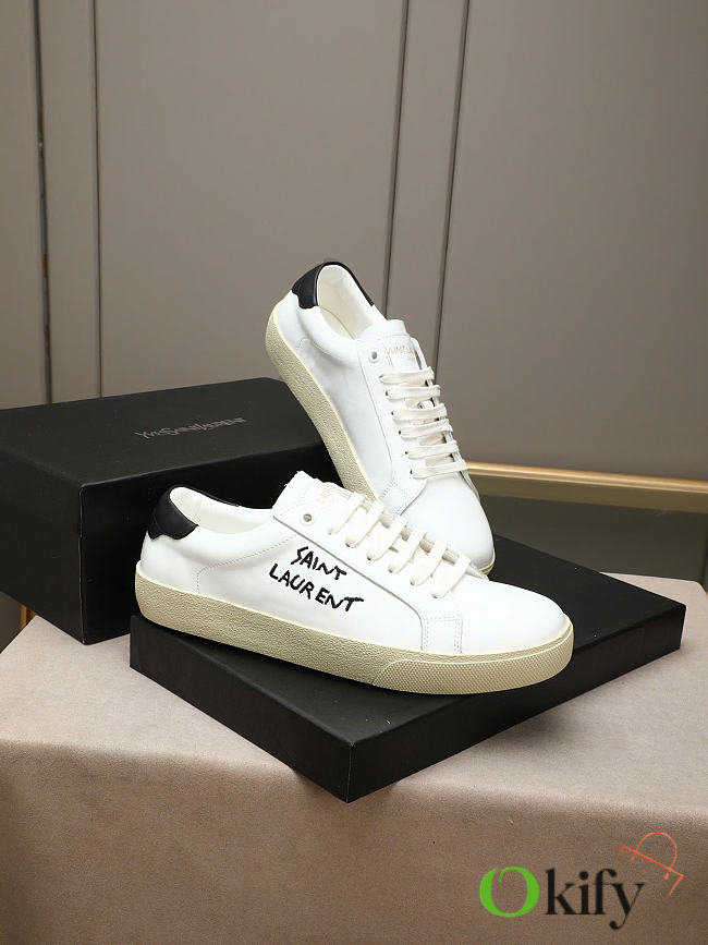 Okify YSL White And Black Men Sneakers  - 1