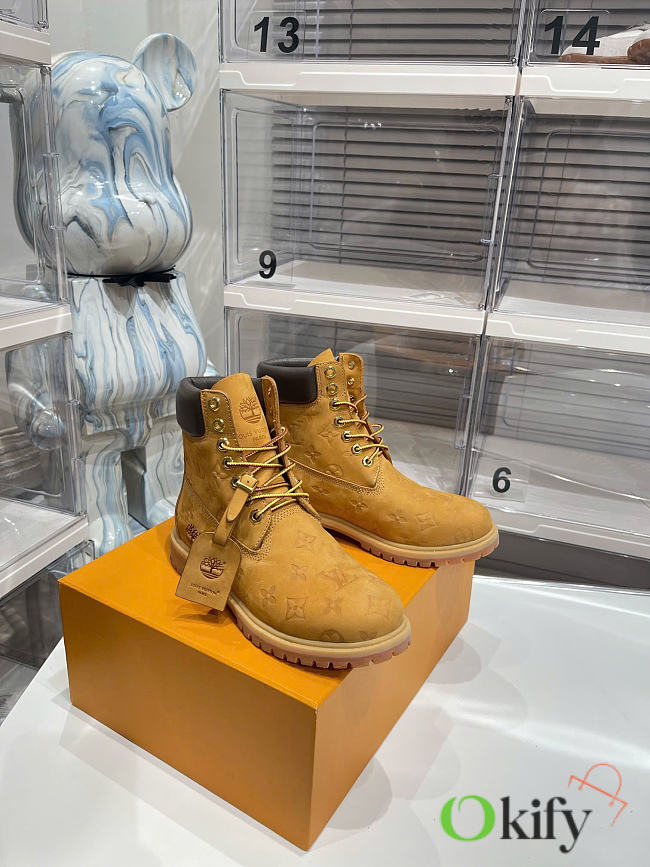 Okify Louis Vuitton x Timberland Yellow Boots Unisex 5cm 30237 - 1