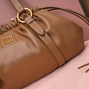 Okify MiuMiu Joie Nappa Leather Bag Brown 5BG306 32x16x10.5cm - 2