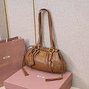 Okify MiuMiu Joie Nappa Leather Bag Brown 5BG306 32x16x10.5cm - 4