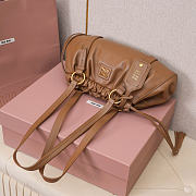 Okify MiuMiu Joie Nappa Leather Bag Brown 5BG306 32x16x10.5cm - 5