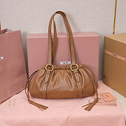 Okify MiuMiu Joie Nappa Leather Bag Brown 5BG306 32x16x10.5cm - 6