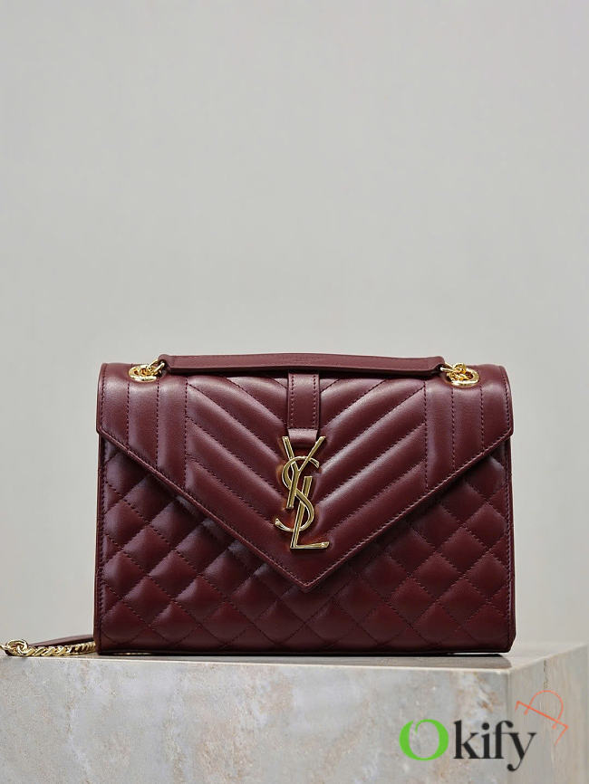 Okify YSL Envelope Bag Red Burgundy 24x17.5x6cm - 1