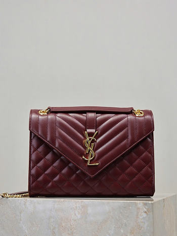 Okify YSL Envelope Bag Red Burgundy 24x17.5x6cm