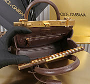 Okify Dolce & Gabbana Mini Marlene Day Handbag Dark Brown Calfskin 19x13.5x7cm - 4