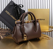 Okify Dolce & Gabbana Mini Marlene Day Handbag Dark Brown Calfskin 19x13.5x7cm - 2