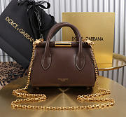 Okify Dolce & Gabbana Mini Marlene Day Handbag Dark Brown Calfskin 19x13.5x7cm - 3