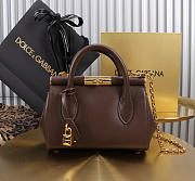 Okify Dolce & Gabbana Mini Marlene Day Handbag Dark Brown Calfskin 19x13.5x7cm - 1
